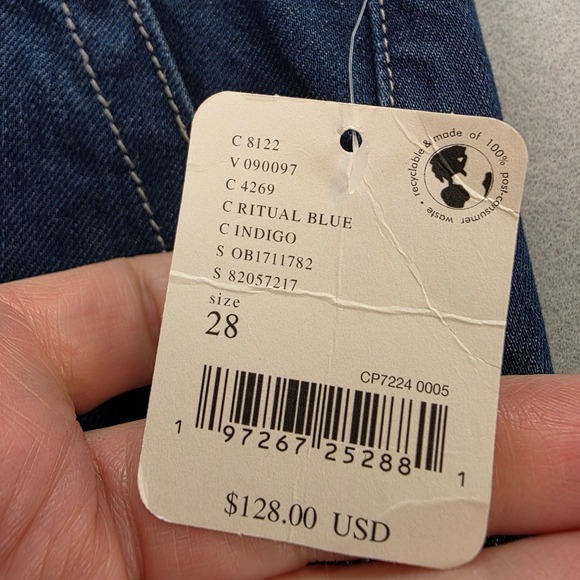 Free People We The Free Old West Ultra Wide Leg Jeans Ritual Blue Indigo 28 NWT - Picture 6 of 11